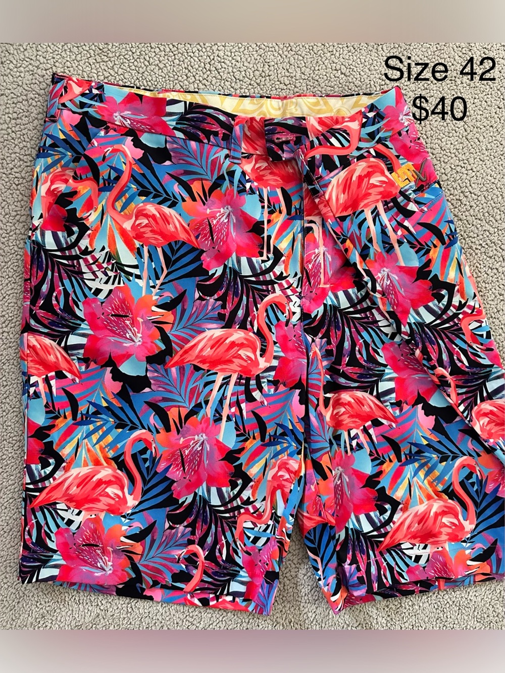 Men's Loudmouth Golf Tropical Flamingo  shorts